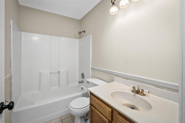 413 Oak Pl, Lake St Louis, MO 63367 - full bathroom featuring toilet, vanity, tile patterned flooring, and shower / washtub combination