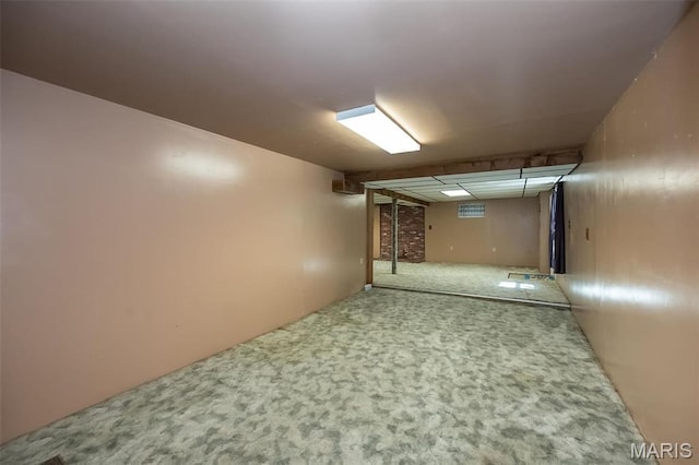 finished below grade area featuring carpet floors