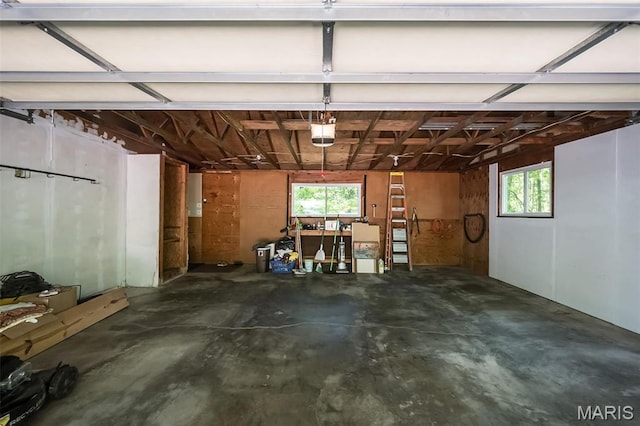 garage with a garage door opener