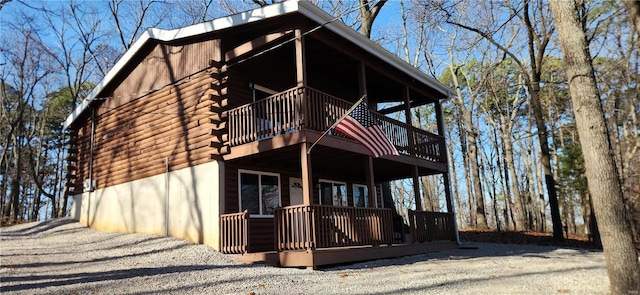 13559 Kitt Park Dr, Saint Genevieve, MO 63670 - rear view of house featuring a balcony and log siding