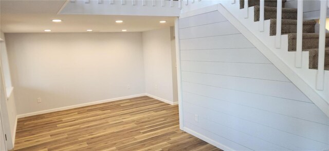 13559 Kitt Park Dr, Saint Genevieve, MO 63670 - below grade area with recessed lighting, light wood-style floors, baseboards, and stairs