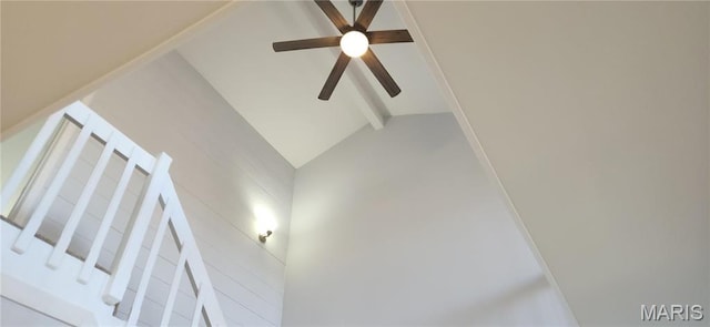 13559 Kitt Park Dr, Saint Genevieve, MO 63670 - detailed view of beamed ceiling and a ceiling fan
