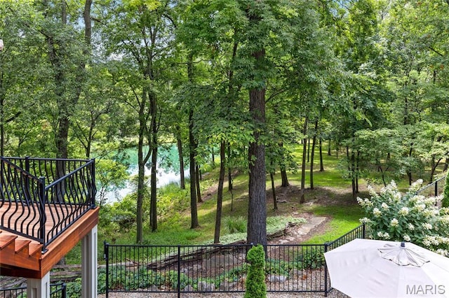view of community featuring fence