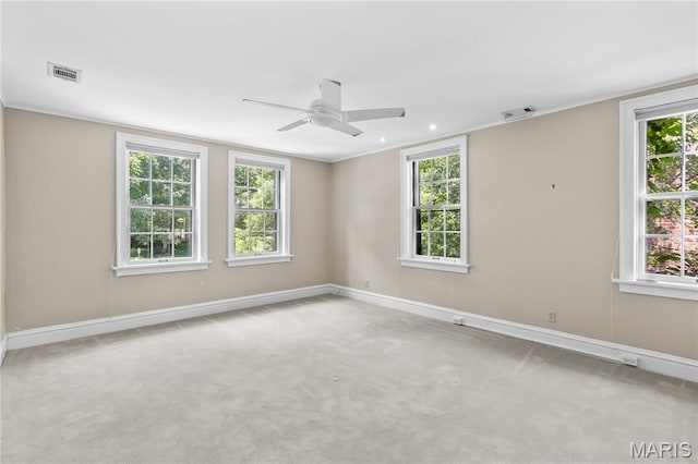 46 Broadview Dr, Clayton, MO 63105 - unfurnished room with a ceiling fan, carpet floors, ornamental molding, and recessed lighting