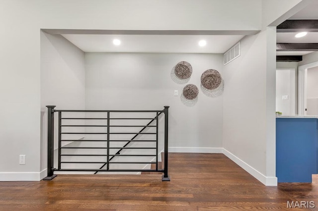 6 Cedar Crst, Saint Louis, MO 63132 - stairway featuring wood finished floors, baseboards, and recessed lighting