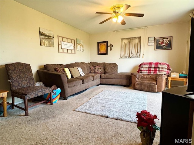2101 Meadows Rd, Poplar Bluff, MO 63901 - living room featuring carpet and a ceiling fan