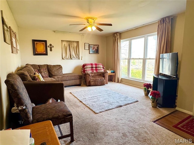 2101 Meadows Rd, Poplar Bluff, MO 63901 - living area featuring ceiling fan and carpet flooring