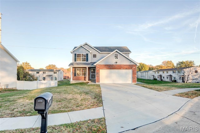 traditional-style home featuring brick siding and driveway