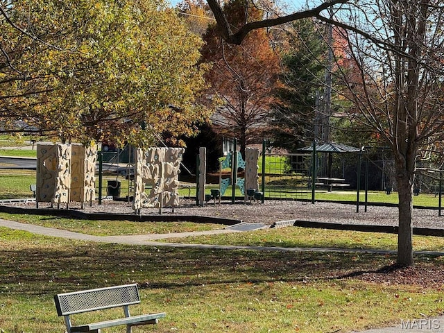 communal playground with a lawn