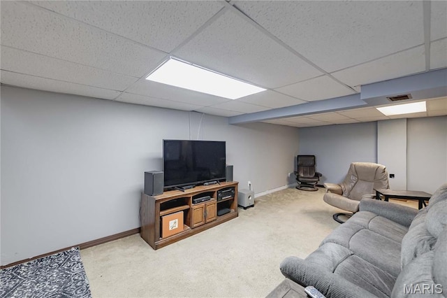 890 Tyson Dr, Florissant, MO 63031 - living area featuring carpet flooring, baseboards, and a drop ceiling