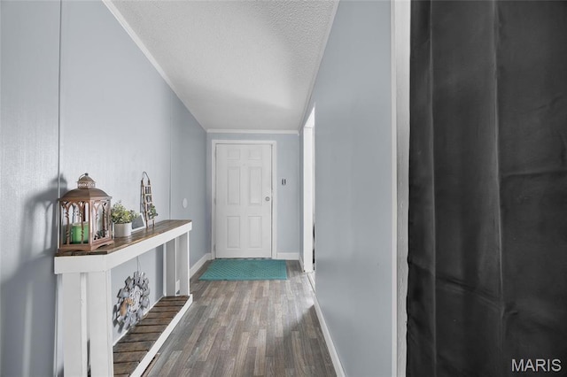 29 Pine Ln, Cedar Hill, MO 63016 - corridor with wood finished floors, baseboards, and a textured ceiling