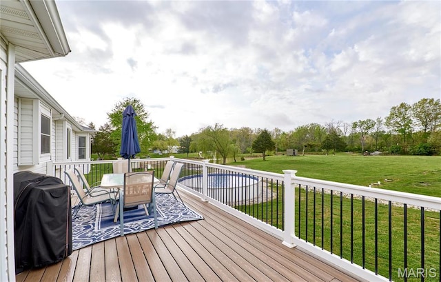 1866 Big Oak Dr, Troy, MO 63379 - deck with outdoor dining space, area for grilling, and a yard