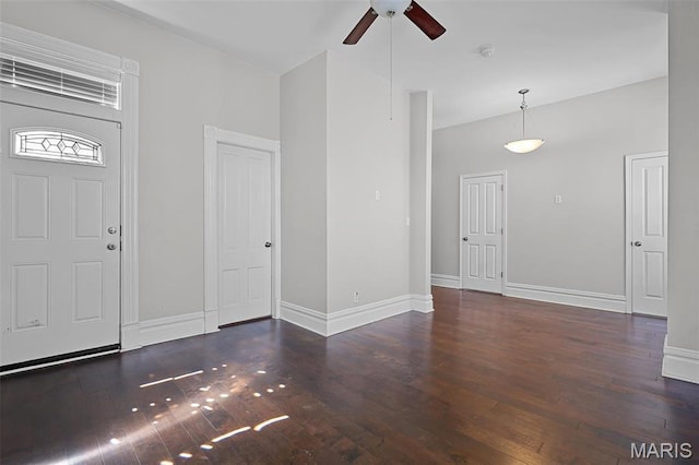 2835 Shenandoah Ave, Saint Louis, MO 63104 - entrance foyer featuring ceiling fan, wood finished floors, and baseboards