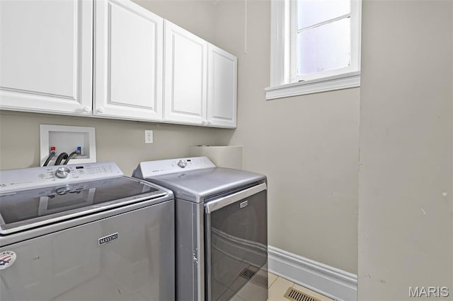 2835 Shenandoah Ave, Saint Louis, MO 63104 - laundry room with cabinet space, independent washer and dryer, and baseboards