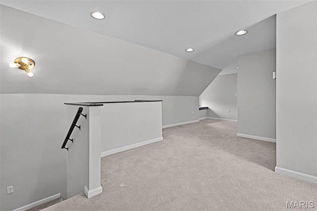 2835 Shenandoah Ave, Saint Louis, MO 63104 - bonus room featuring carpet, recessed lighting, lofted ceiling, and baseboards