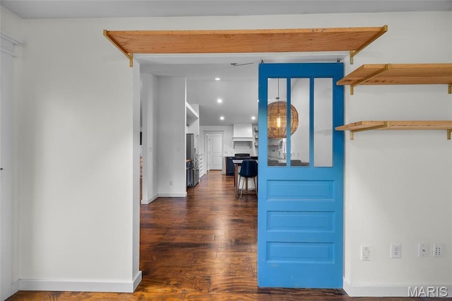 209 Hartland Ct, Hillsboro, MO 63050 - hall with wood finished floors, baseboards, and recessed lighting