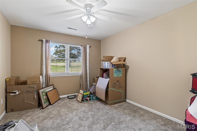 1654 Napoleon Dr, Bonne Terre, MO 63628 - playroom with carpet floors, baseboards, and a ceiling fan