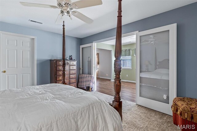 1654 Napoleon Dr, Bonne Terre, MO 63628 - bedroom featuring a ceiling fan, wood finished floors, and baseboards