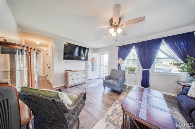 14056 State Route O, Rolla, MO 65401 - living area with ceiling fan, baseboards, and wood finished floors