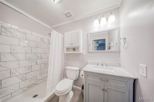 14056 State Route O, Rolla, MO 65401 - full bath featuring toilet, a stall shower, vanity, and wood finished floors
