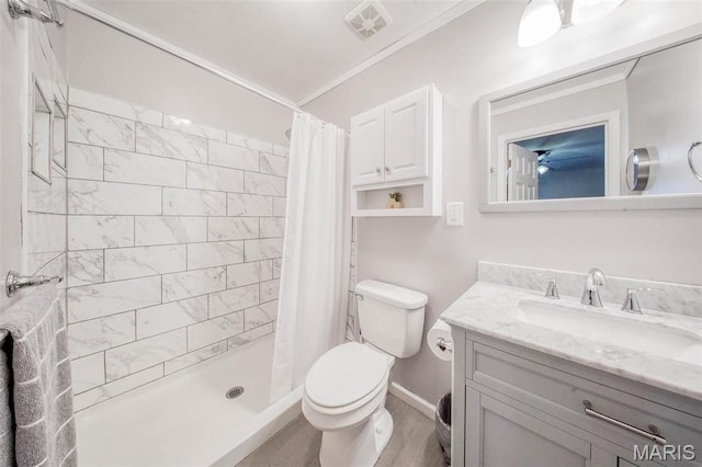14056 State Route O, Rolla, MO 65401 - bathroom with vanity, toilet, a shower stall, baseboards, and wood finished floors