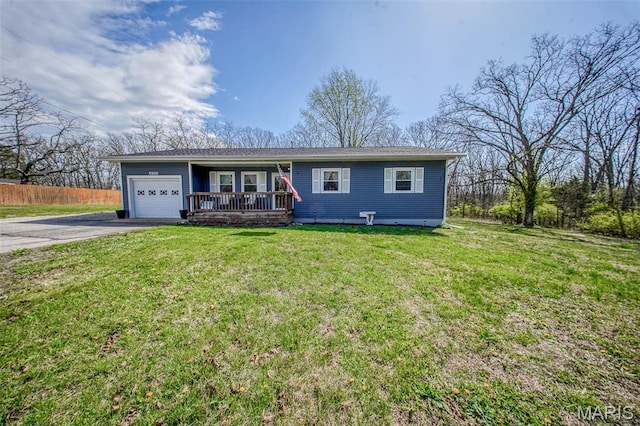 14056 State Route O, Rolla, MO 65401 - ranch-style home featuring asphalt driveway, a garage, a porch, and a front lawn