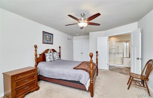 440 Winchester Way, Winfield, MO 63389 - bedroom featuring a closet, light colored carpet, and ceiling fan