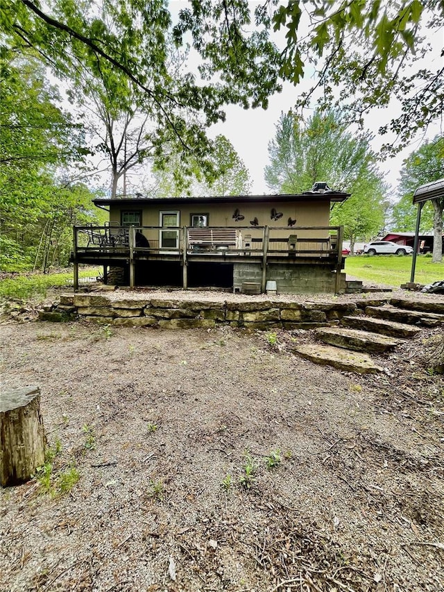 6405 Robin Ln, French Village, MO 63036 - back of house featuring a wooden deck