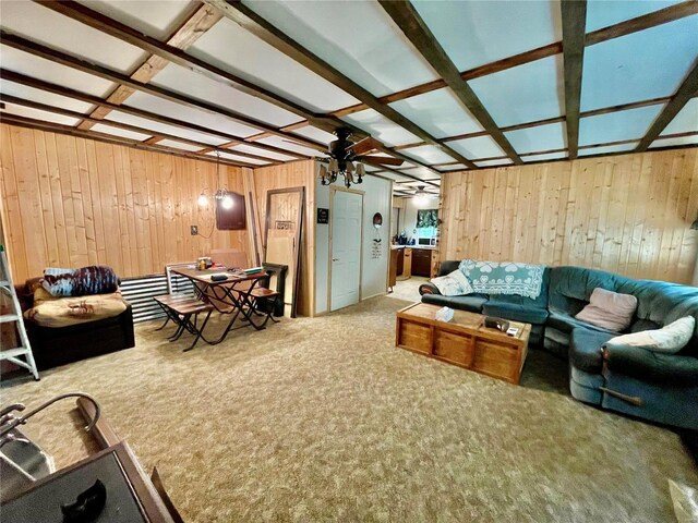 6405 Robin Ln, French Village, MO 63036 - carpeted living area featuring wooden walls