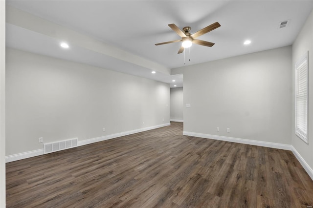 16 Creekside Way, Cape Girardeau, MO 63701 - empty room featuring ceiling fan, dark wood finished floors, recessed lighting, and baseboards