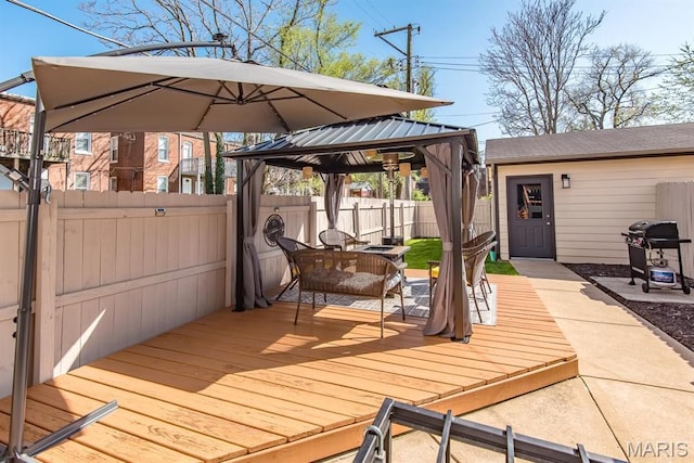 2712 Potomac St, Saint Louis, MO 63118 - deck featuring a gazebo, fence, and area for grilling