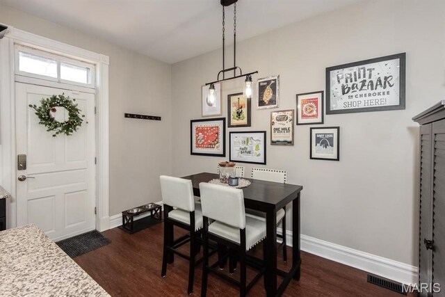 2712 Potomac St, Saint Louis, MO 63118 - dining room with baseboards and dark wood-style flooring