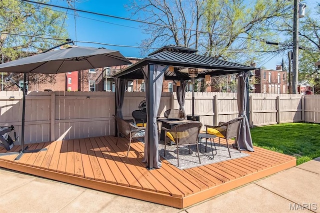 2712 Potomac St, Saint Louis, MO 63118 - wooden terrace with a gazebo and a fenced backyard