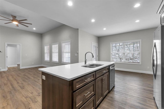 12 Creekside Way, Cape Girardeau, MO 63701 - kitchen with a sink, stainless steel appliances, baseboards, light countertops, and recessed lighting
