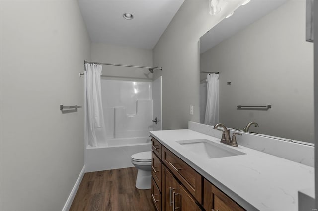 12 Creekside Way, Cape Girardeau, MO 63701 - full bathroom featuring wood finished floors, vanity, toilet, shower / bath combo, and baseboards