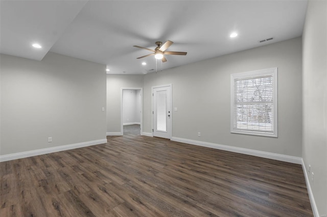 12 Creekside Way, Cape Girardeau, MO 63701 - spare room with a ceiling fan, recessed lighting, baseboards, and dark wood-style flooring