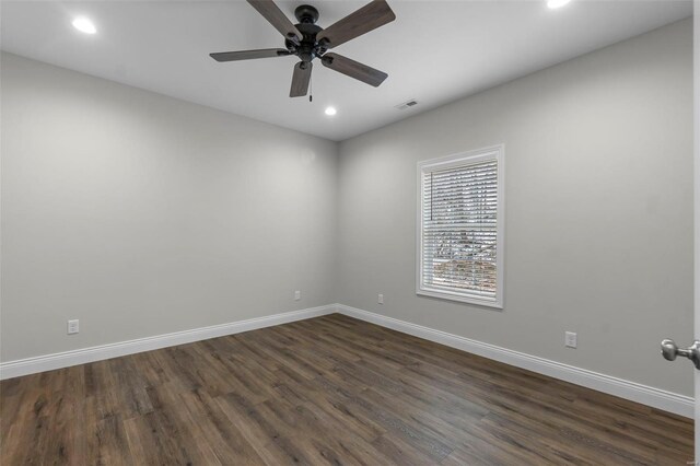 12 Creekside Way, Cape Girardeau, MO 63701 - unfurnished room with recessed lighting, dark wood finished floors, baseboards, and ceiling fan