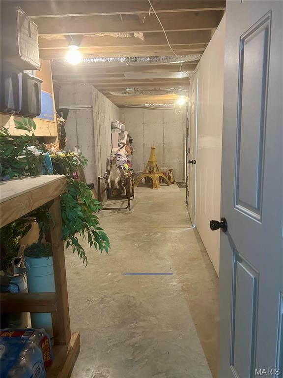 view of unfinished basement