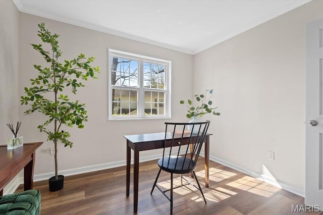 1551 Swallow Dr, Saint Louis, MO 63144 - home office with wood finished floors, ornamental molding, and baseboards