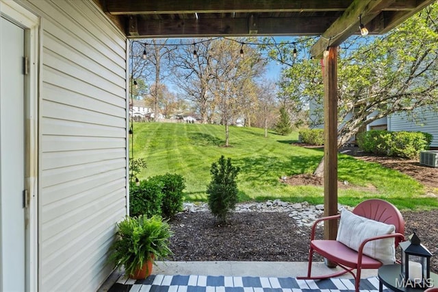 1551 Swallow Dr, Saint Louis, MO 63144 - view of green lawn featuring cooling unit and a patio