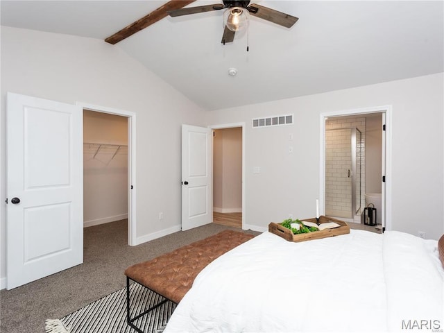 24925 State Route Mm, Farmington, MO 63640 - carpeted bedroom featuring a walk in closet, connected bathroom, a closet, baseboards, and ceiling fan