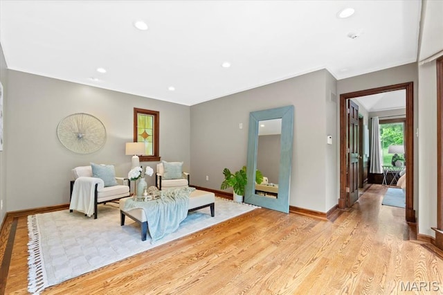13596 Kings Glen Dr, Saint Louis, MO 63131 - sitting room featuring baseboards, recessed lighting, and light wood-type flooring