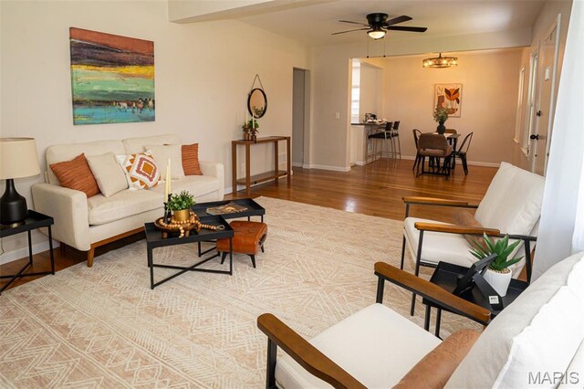 2917 Grand Ave, Granite City, IL 62040 - living area with wood finished floors and ceiling fan
