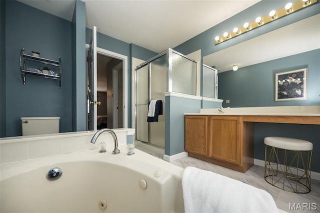 1168 Oak Hollow Dr, Imperial, MO 63052 - bathroom featuring a stall shower, a jetted tub, and vanity