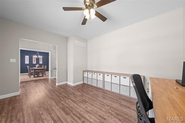11 Country Crossing Estates Dr, Saint Peters, MO 63376 - unfurnished office with wood finished floors, a ceiling fan, and a chandelier