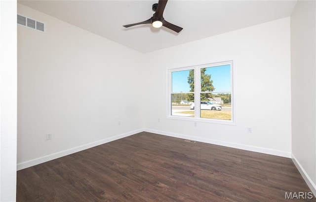 235 Sunny Dr, Rolla, MO 65401 - empty room featuring baseboards, a ceiling fan, and dark wood-style floors