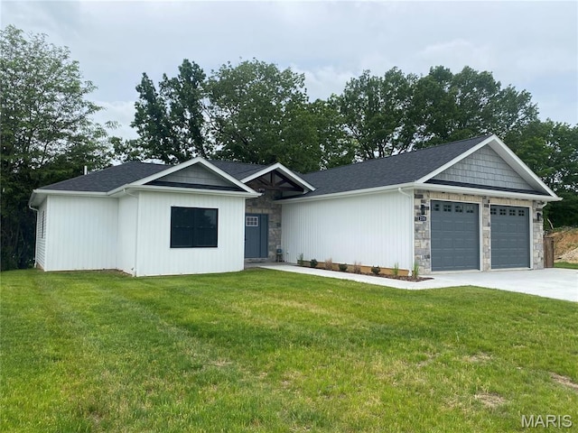235 Sunny Dr, Rolla, MO 65401 - view of front of property with stone siding and a front lawn