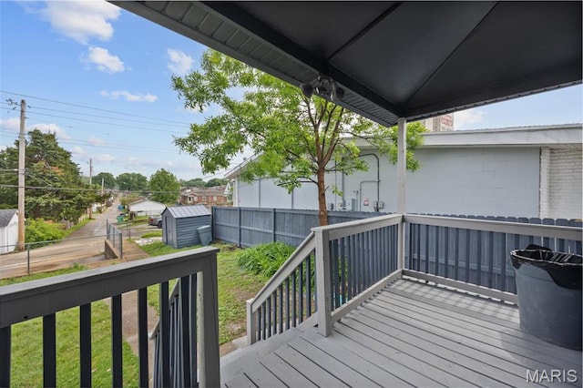 4311 Loughborough Ave, Saint Louis, MO 63116 - wooden deck with a storage shed