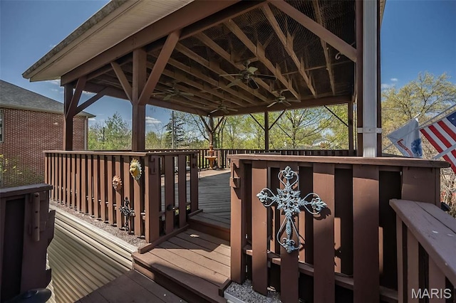 631 N Geyer Rd, Saint Louis, MO 63122 - wooden terrace featuring ceiling fan