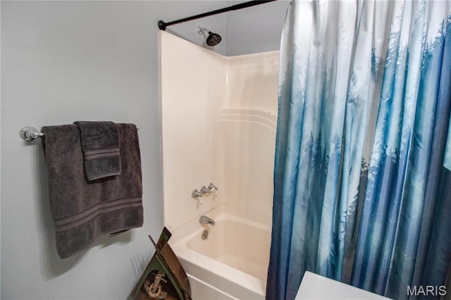 full bath featuring shower / bath combination with curtain